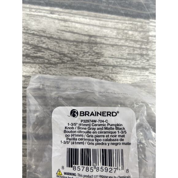 Brainerd 1 1/2" Stone Gray Ceramic & Black Pumpkin Cabinet Knob Lot Of 7 {82} - Picture 4 of 8